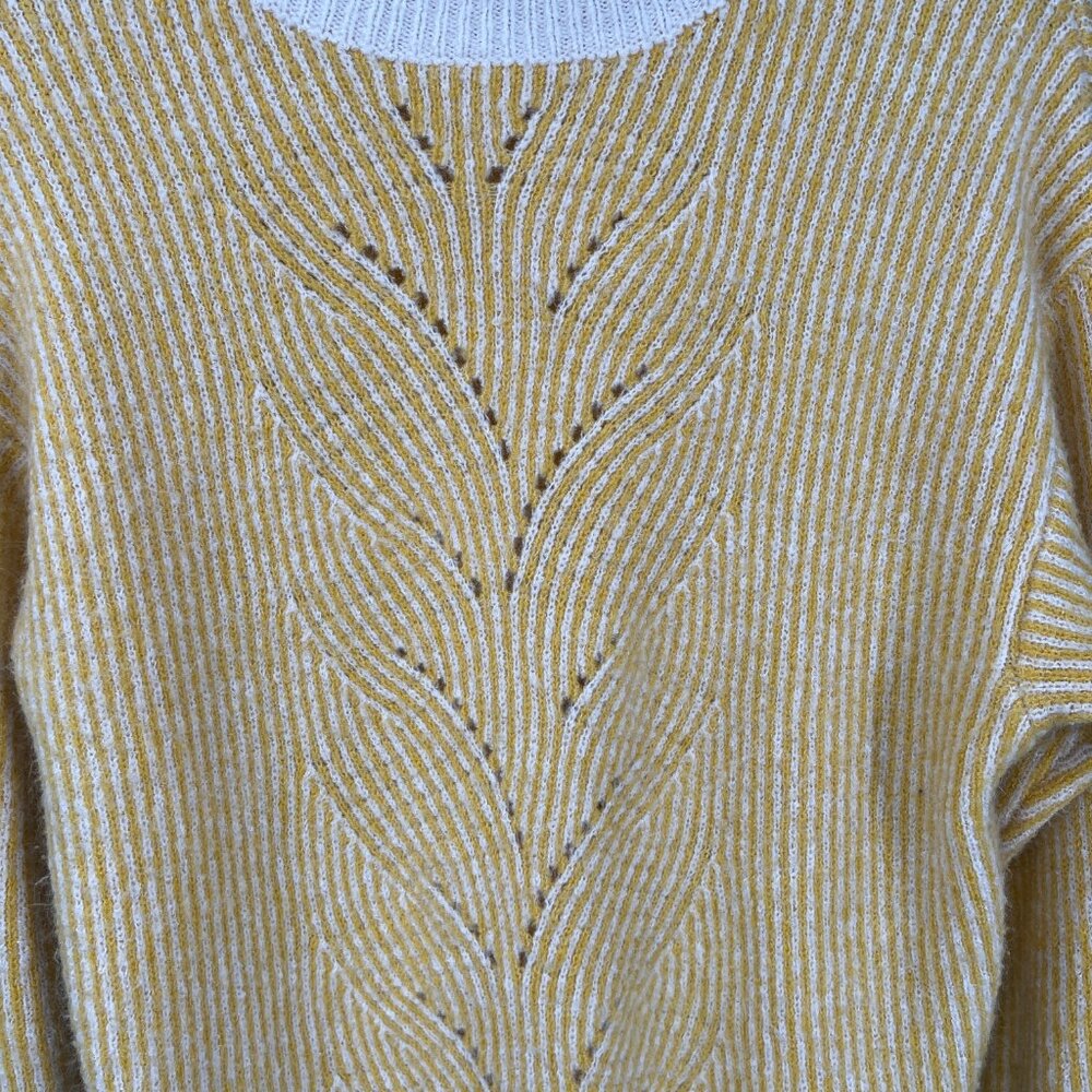 FRNCH mockneck butter yellow oversized sweater coastal grandma knit cozy S M - Picture 8 of 10